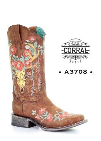 Corral Women's Deer Skull Overlay Western Boots