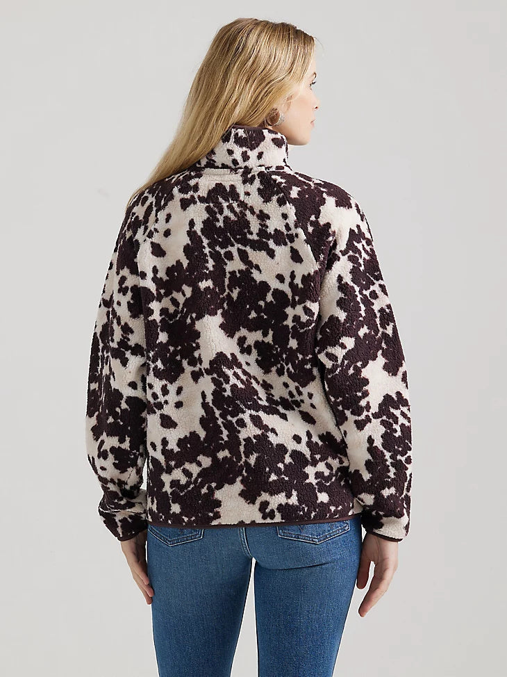 Wrangler Women's Retro Cowhide Printed Sherpa Snap Jacket