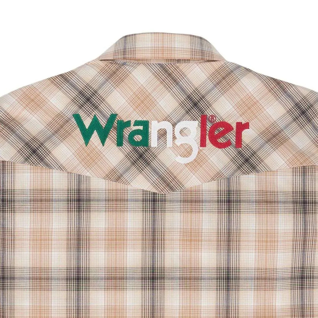 Wrangler Men's Mexico Western Long Sleeve Logo Shirt