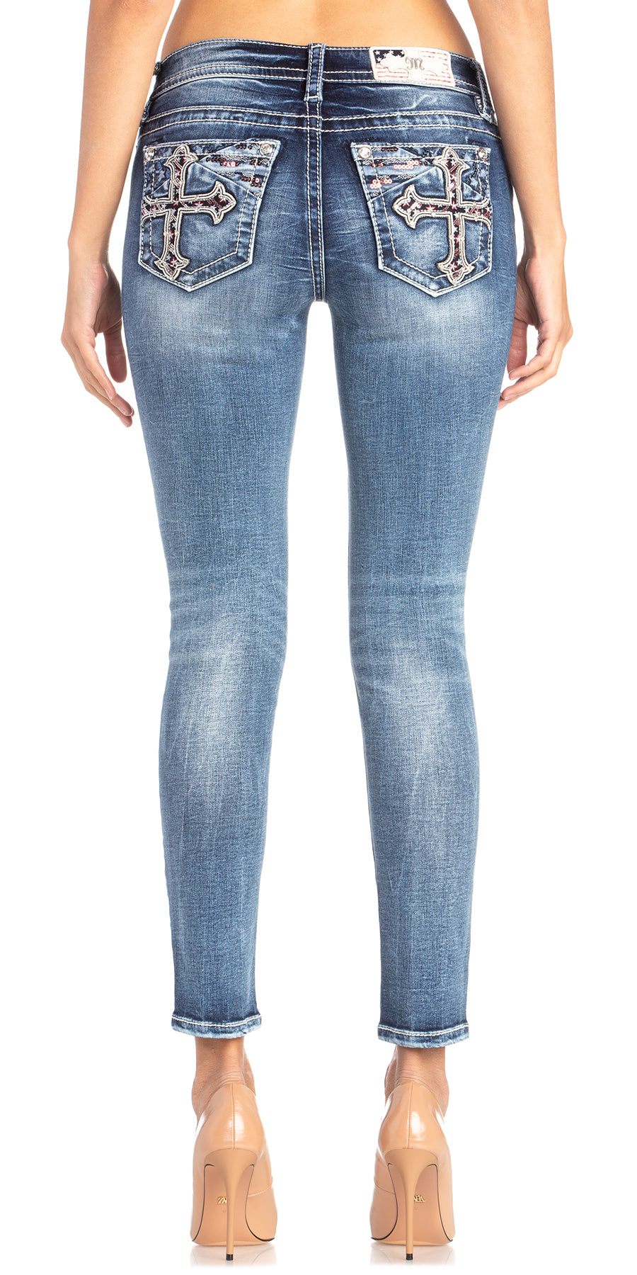 Miss Me Women's Hailey Cross Embellished Skinny Jeans