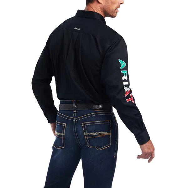 Ariat Men's Team Logo Mexico Black Fitted Button Down Shirt