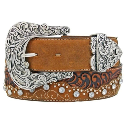 Tony Lama Women's Kaitlyn Crystal Leather Western Belt