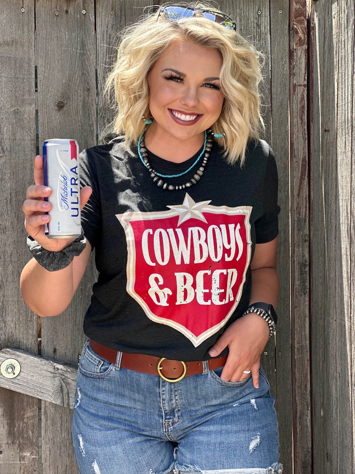 Texas True Threads Women's Cowboys & Beer Tee