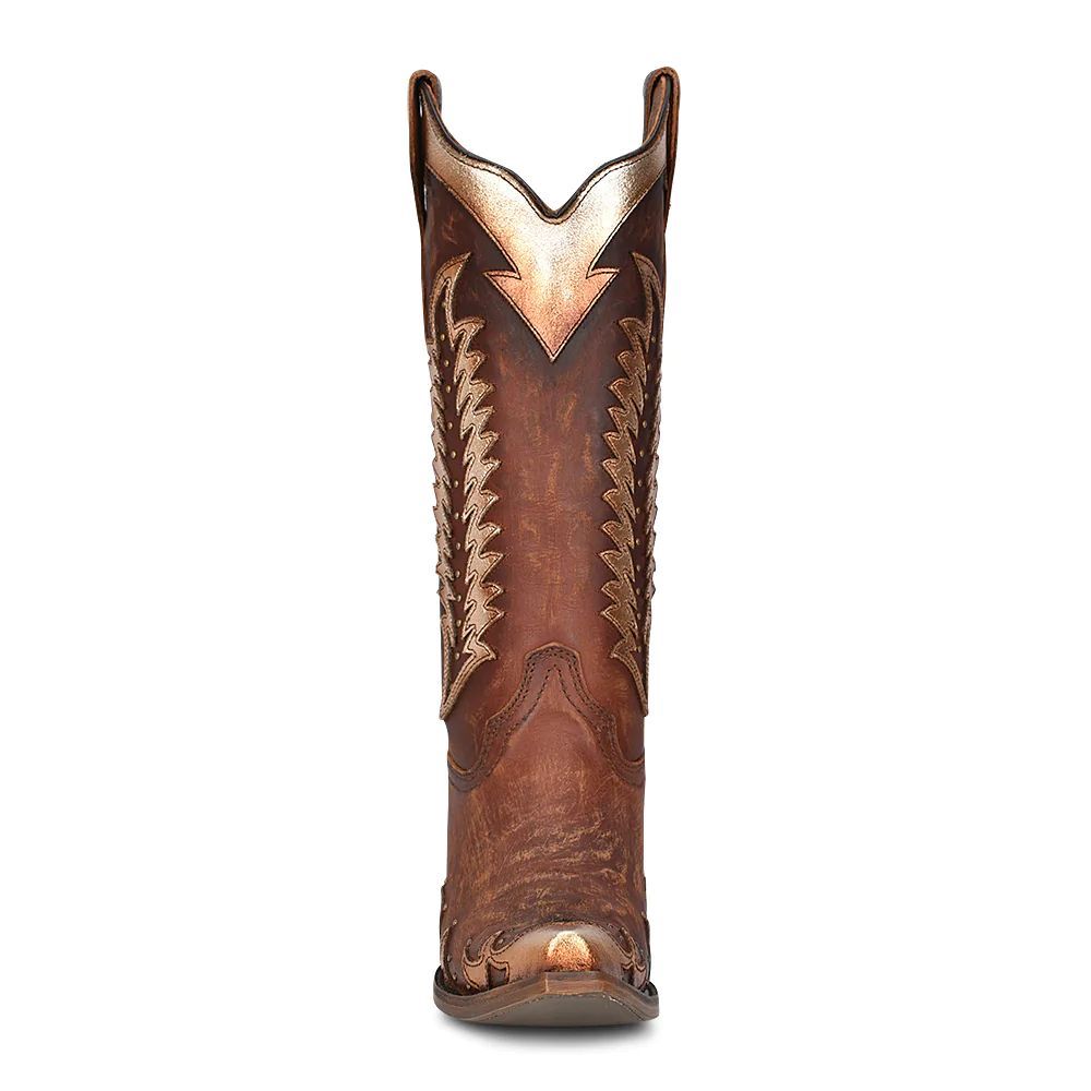 Corral Circle G Women's Cognac Studded Overlay Western Boots