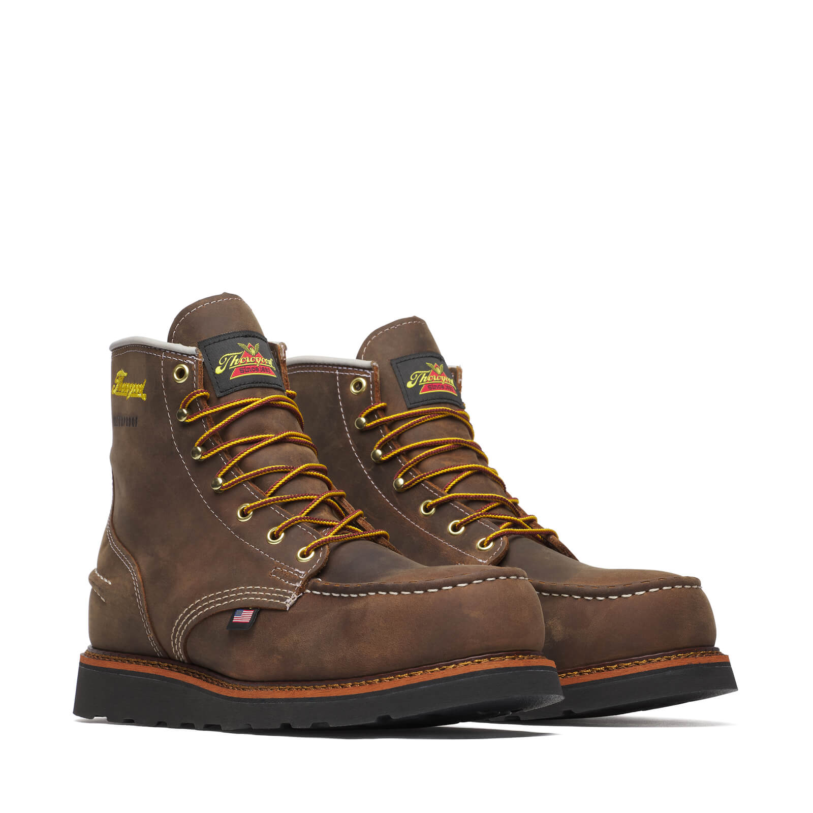 Thorogood Men's 1957 Series – WP 6" Crazy Horse Steel Moc Toe Black Wedge
