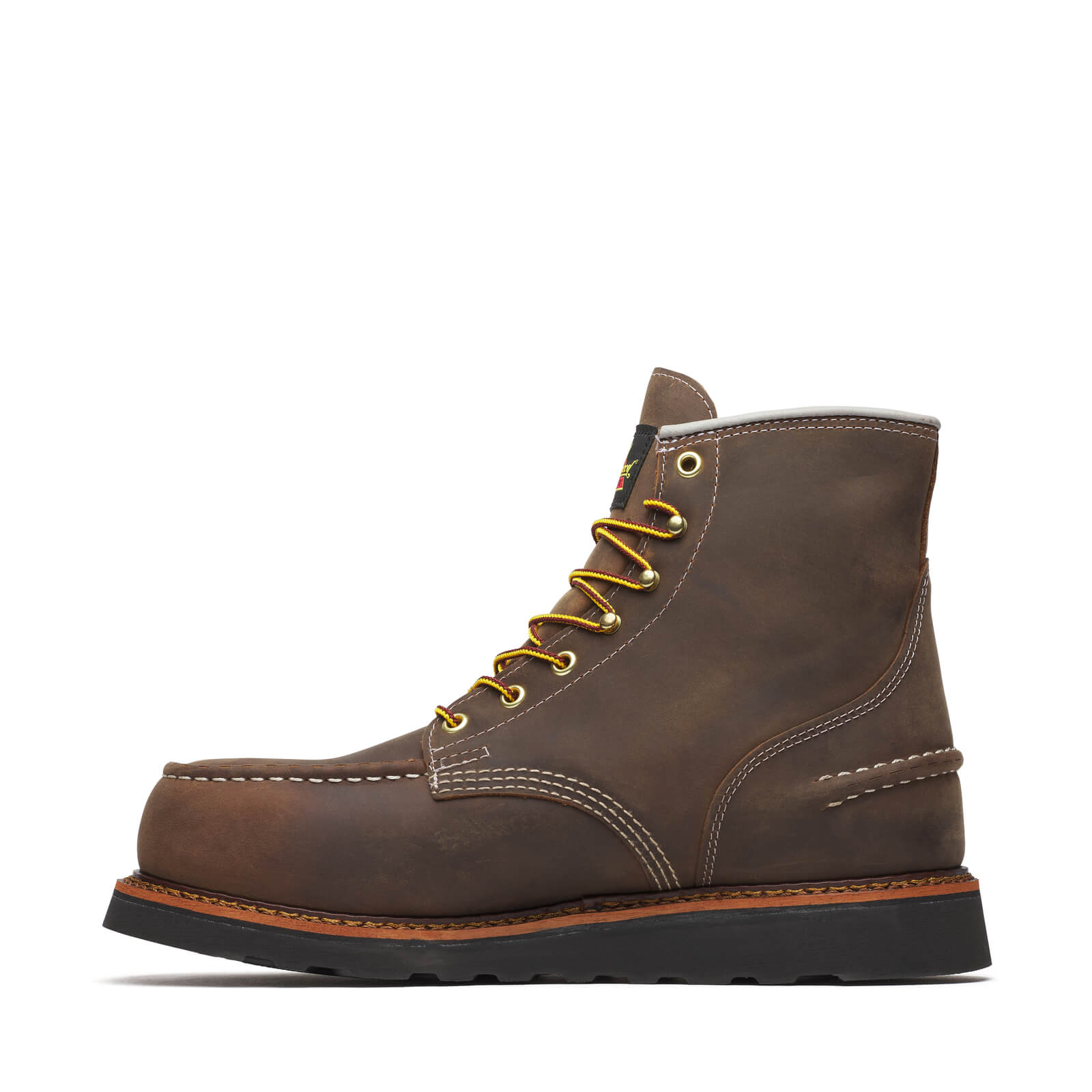 Thorogood Men's 1957 Series – WP 6" Crazy Horse Steel Moc Toe Black Wedge