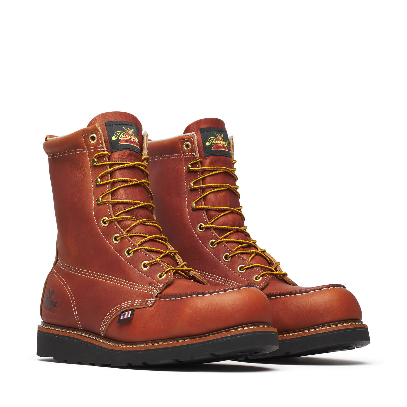 Thorogood Men's American Heritage – 8" Tobacco Steel Moc Toe BLK Wedge