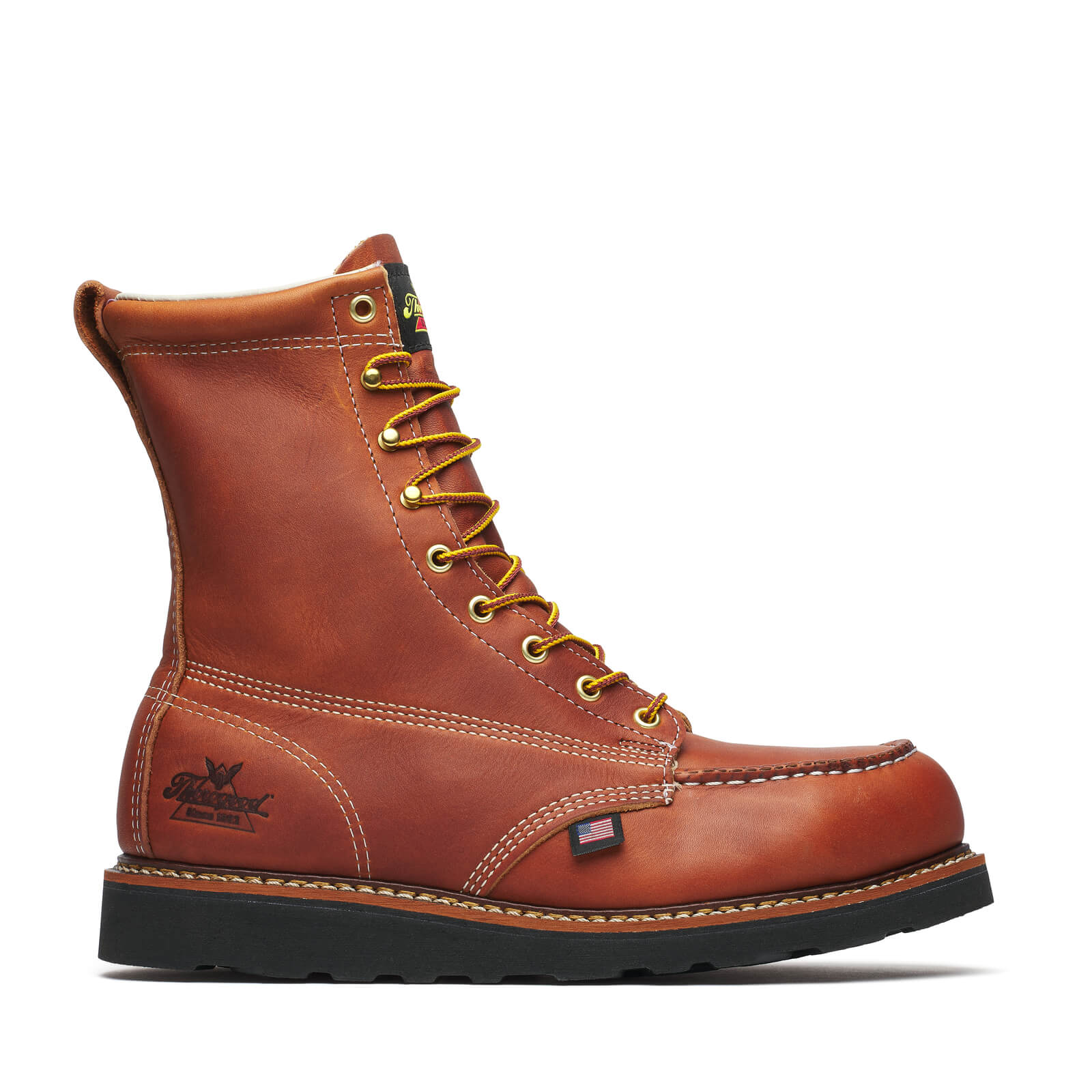 Thorogood Men's American Heritage – 8" Tobacco Steel Moc Toe BLK Wedge