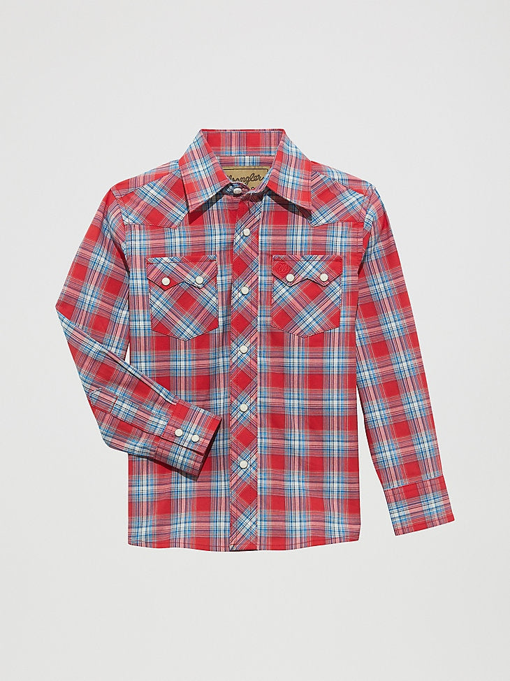Wrangler Boy's Retro Western Snap Plaid Shirt