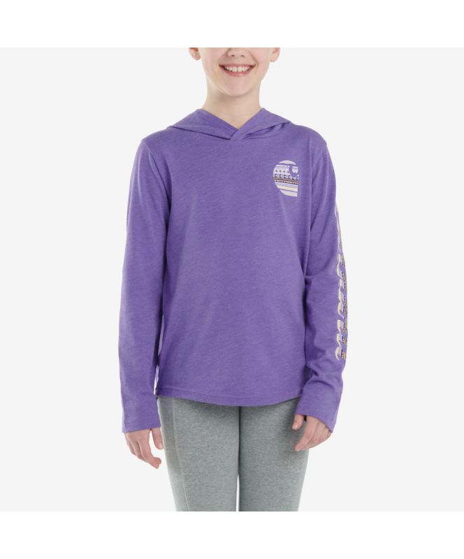 Carhartt Girls Long-Sleeve Hooded Pattern Logo T-Shirt