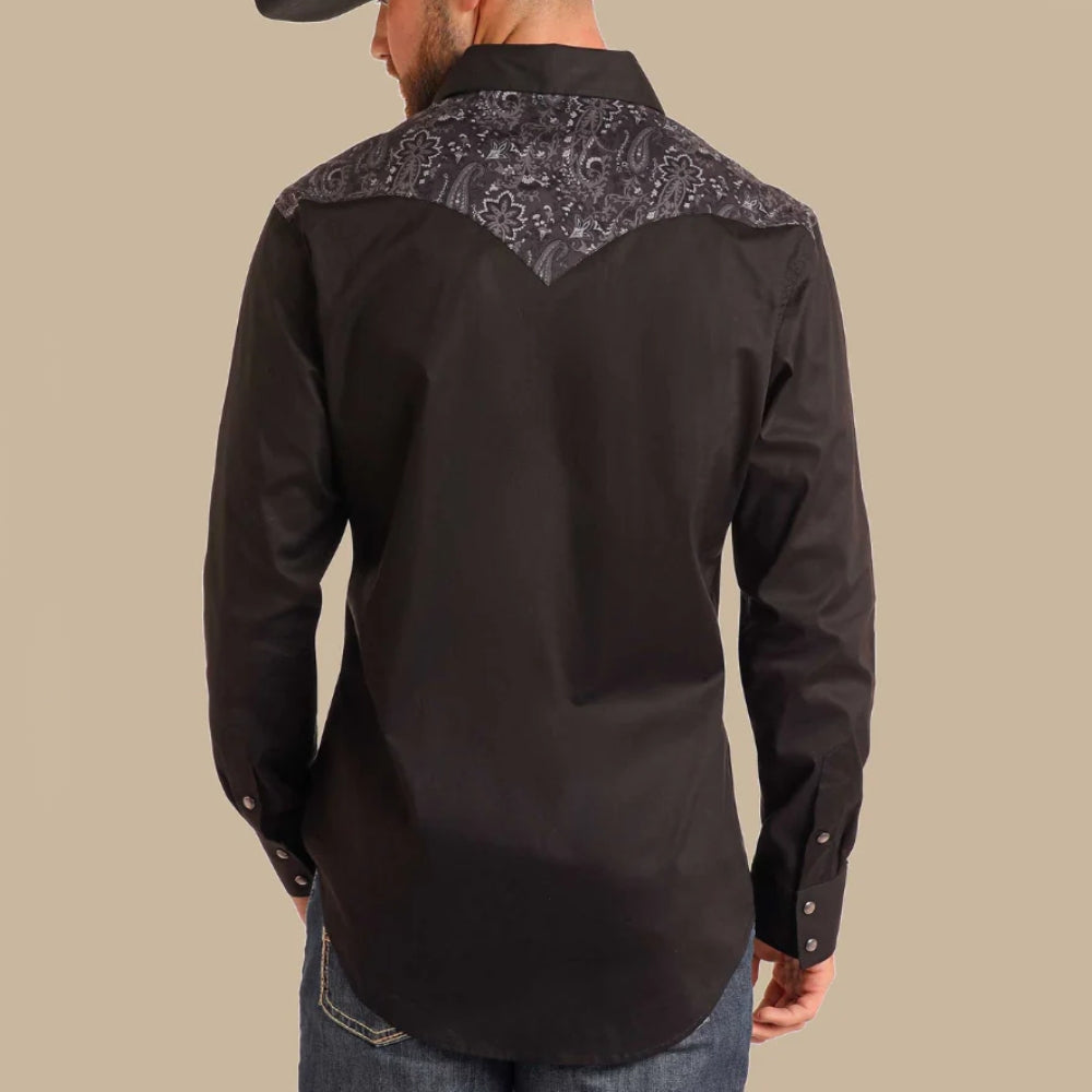 Rock & Roll Men's Paisley Yoke Long Sleeve Snap Shirt