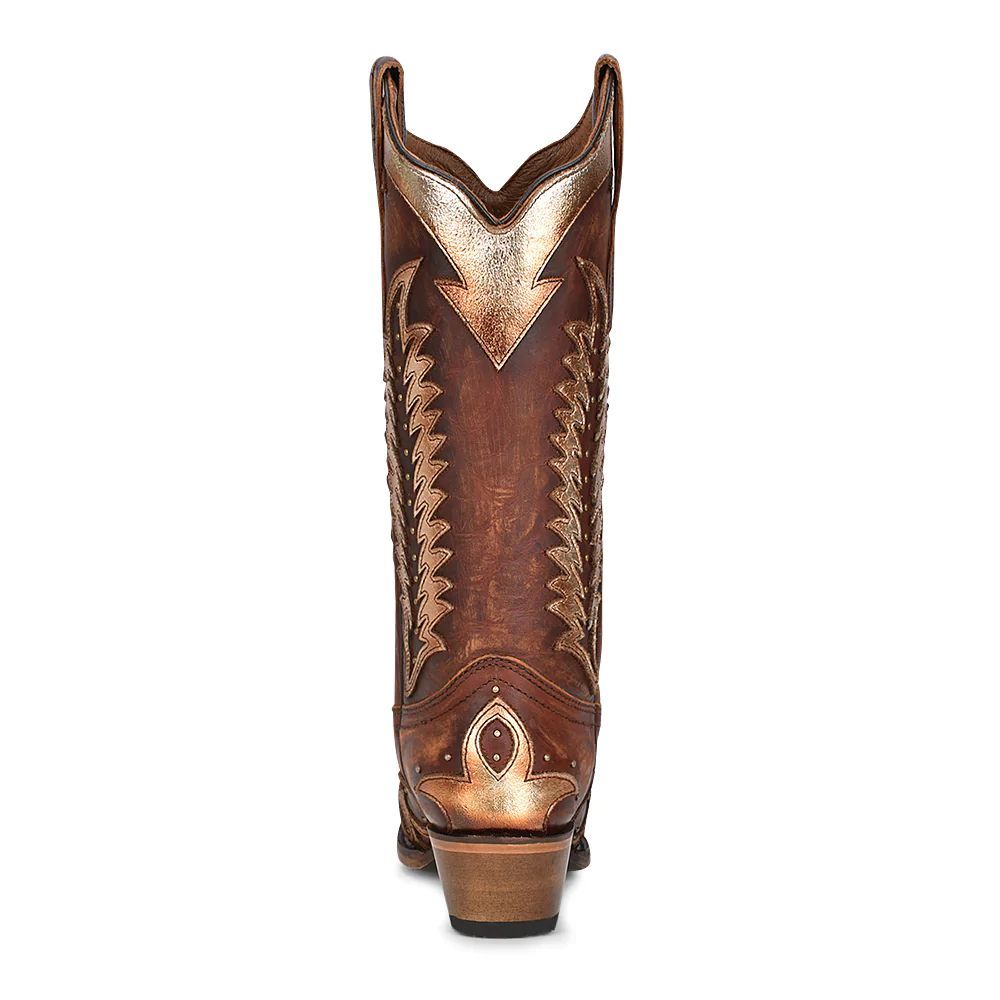 Corral Circle G Women's Cognac Studded Overlay Western Boots