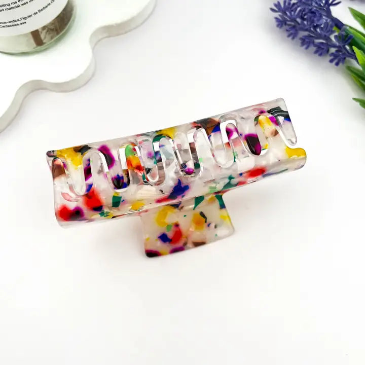 Hollow Floral Square Hair Claw Clip Geometric Minimal