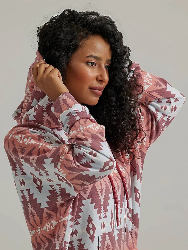 Wrangler Women's Geometric Relaxed Pullover Hoodie
