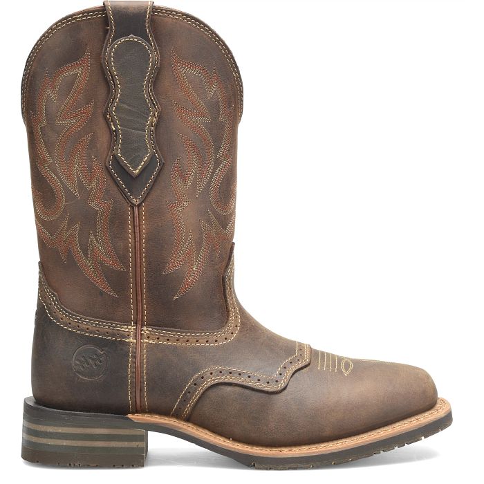 Double H Men's 11" Dark Brown Wide Roper Toe Western Boot