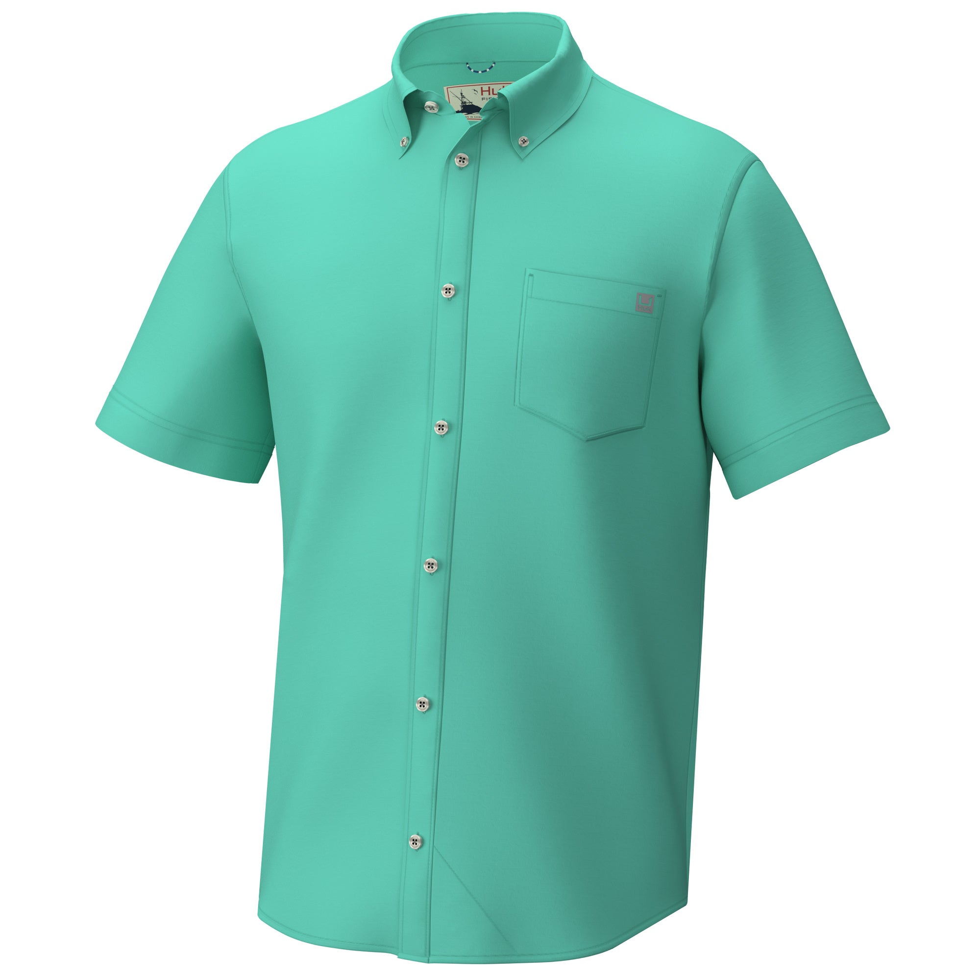 Huk Men's Kona Solid Short Sleeve Shirt - BERMUDA 373