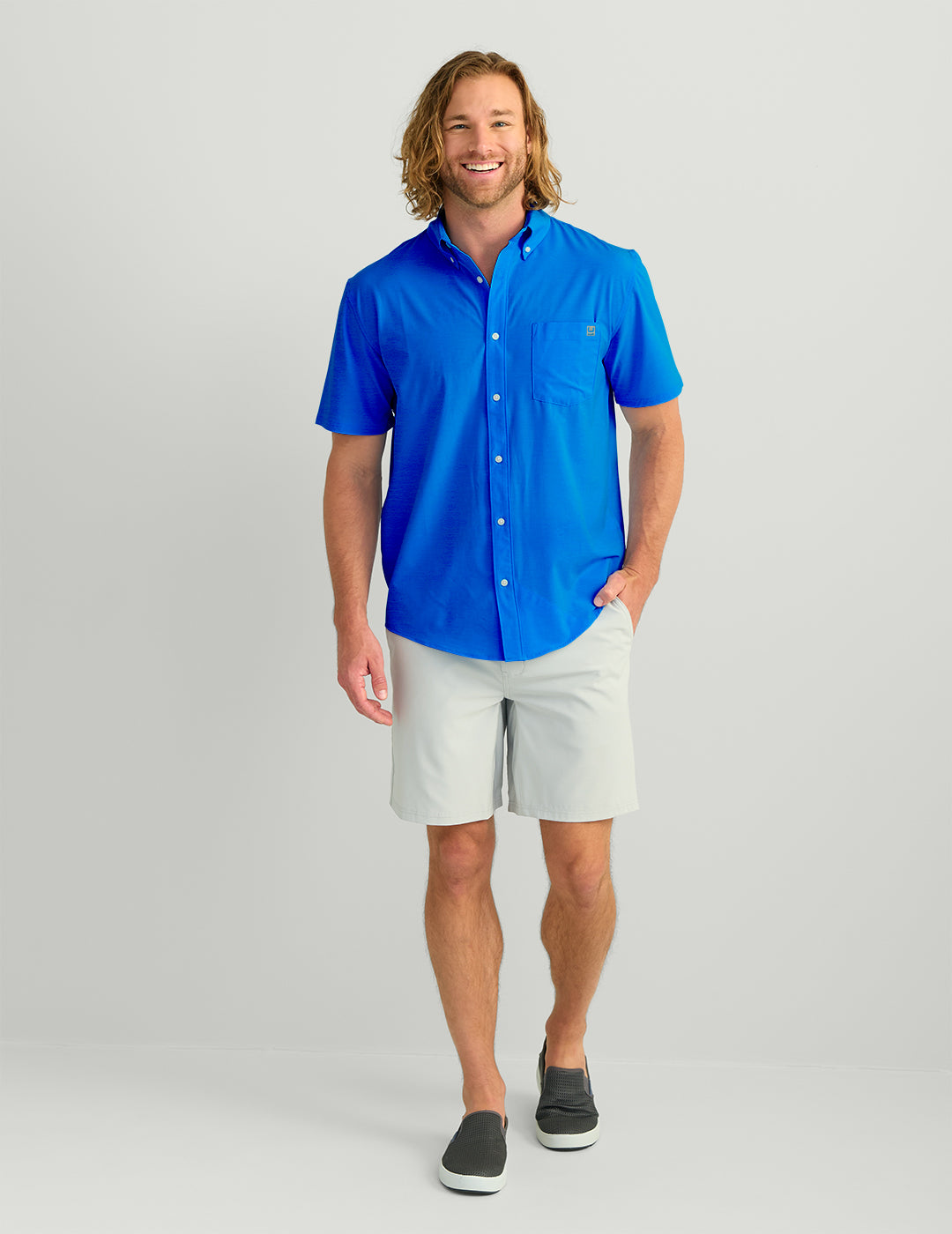 Huk Men's Kona Solid Short Sleeve Shirt - BLUE 460