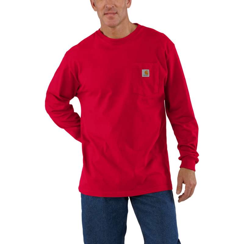 Carhartt Men's Workwear Long Sleeve Pocket T-Shirt - RED 600