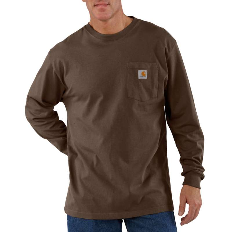 Carhartt Men's Workwear Long Sleeve Pocket T-Shirt - DARK BROWN DKB