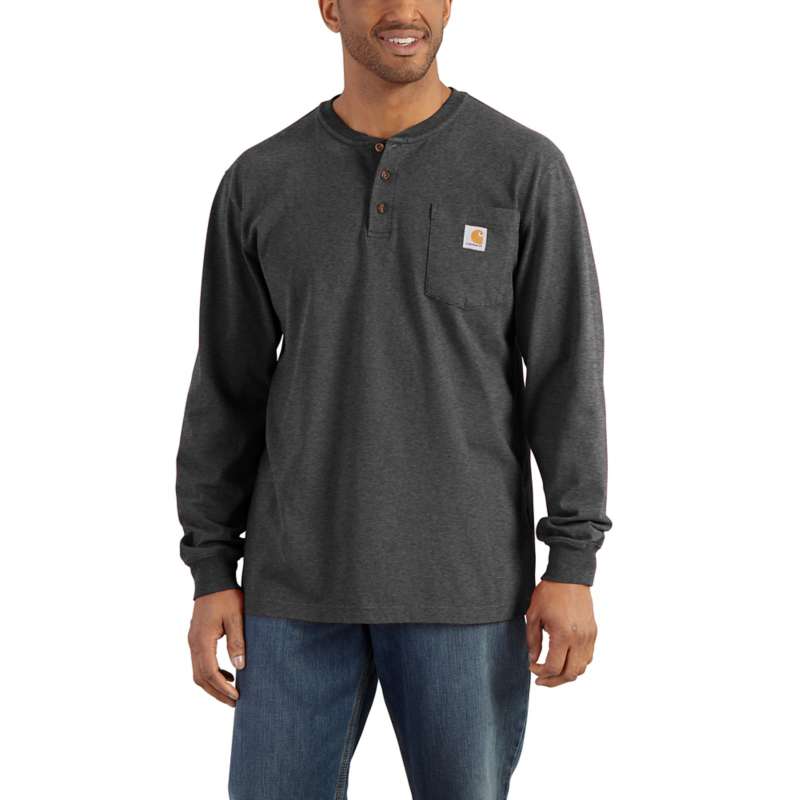 Carhartt Men's Workwear Long Sleeve Henley T-Shirt - CARBON CRH