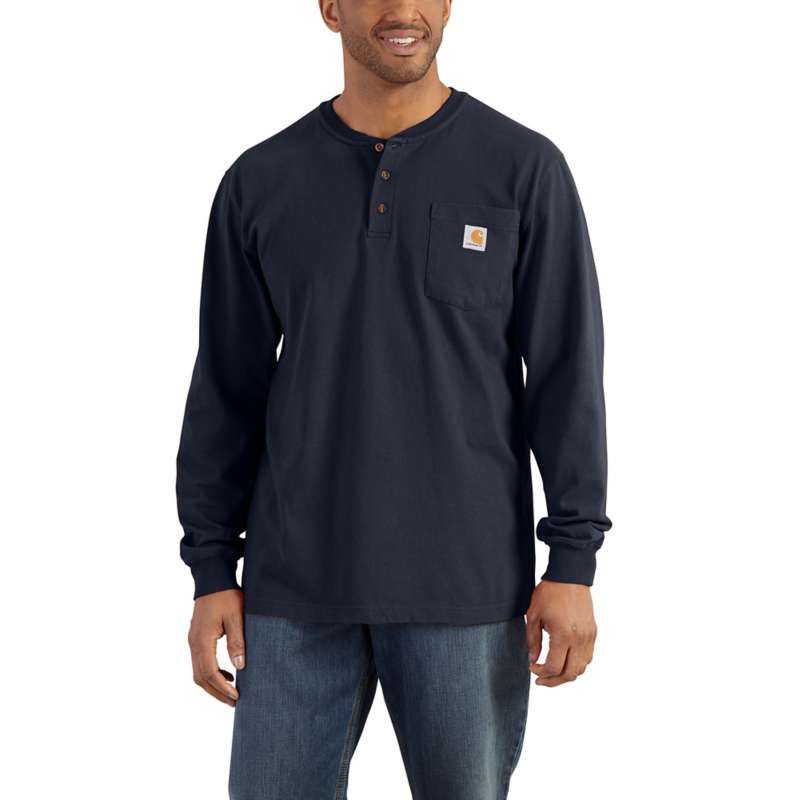 Carhartt Men's Workwear Long Sleeve Henley T-Shirt - NAVY NVY