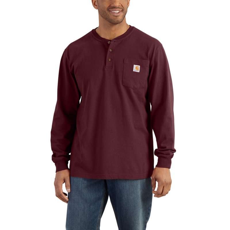 Carhartt Men's Workwear Long Sleeve Henley T-Shirt - PORT PRT
