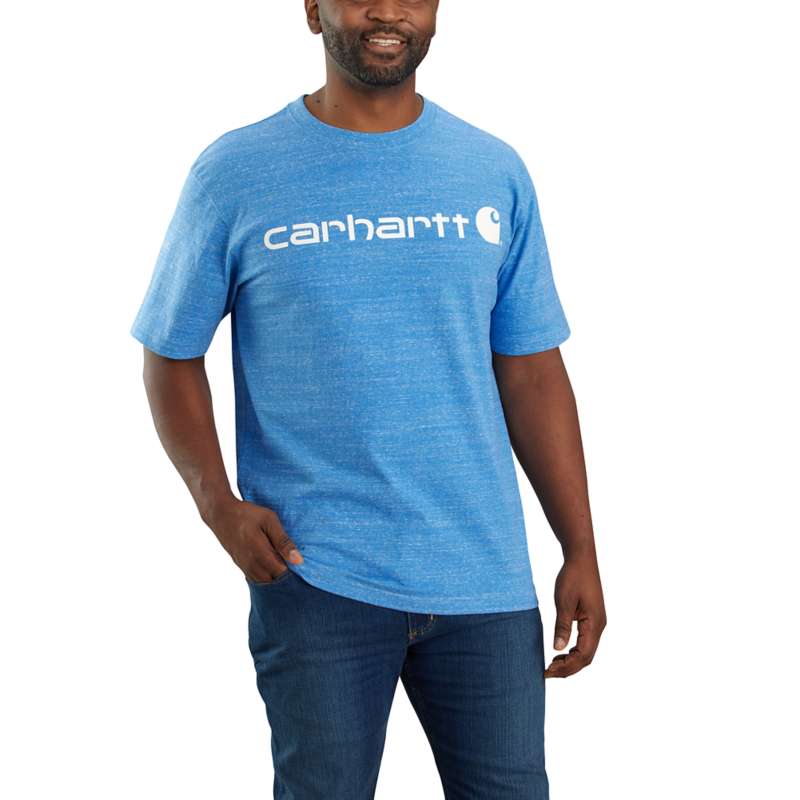 Carhartt Men's Signature Logo Short-Sleeve T-Shirt - BLUE LAGOON H58