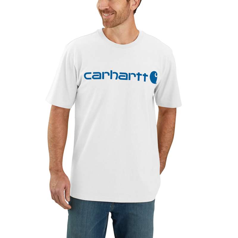 Carhartt Men's Signature Logo Short-Sleeve T-Shirt - WHITE WHT