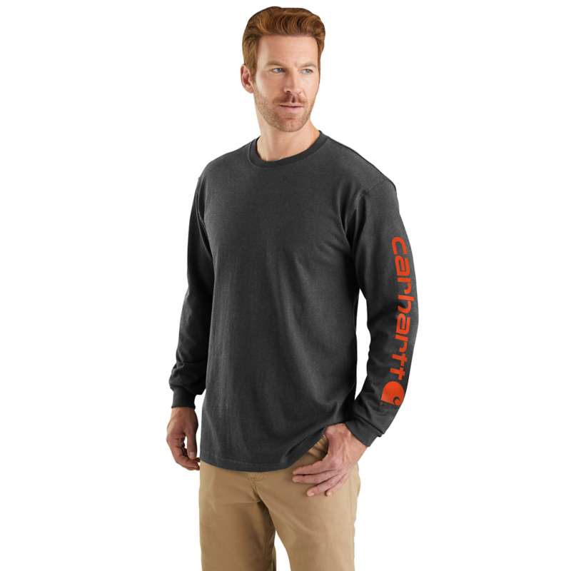 Carhartt Men's Workwear Long-Sleeve Graphic Logo T-Shirt - CARBON CRH