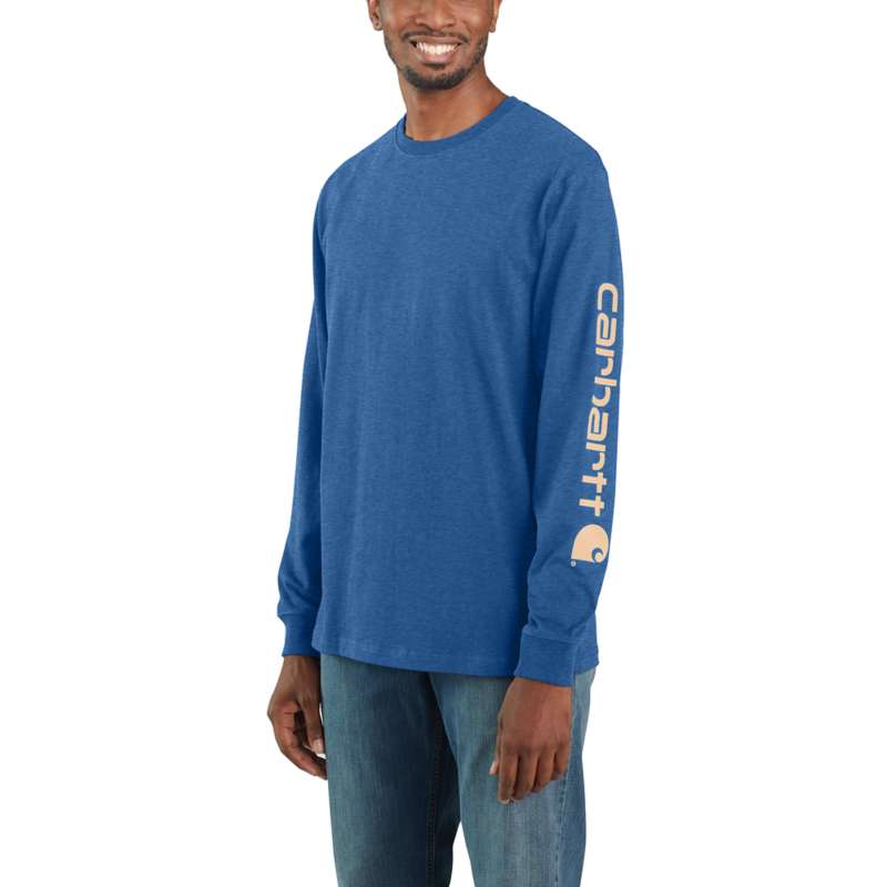 Carhartt Men's Workwear Long-Sleeve Graphic Logo T-Shirt - COBALT H11