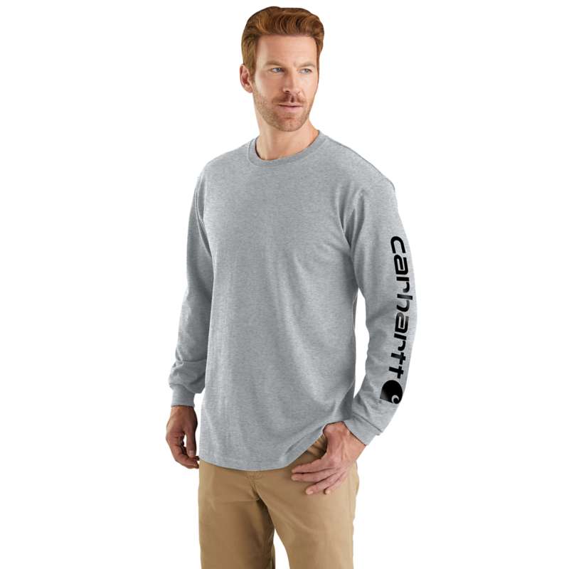 Carhartt Men's Workwear Long-Sleeve Graphic Logo T-Shirt - GRAY HGY