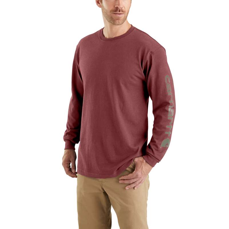 Carhartt Men's Workwear Long-Sleeve Graphic Logo T-Shirt - IRON ORE R19