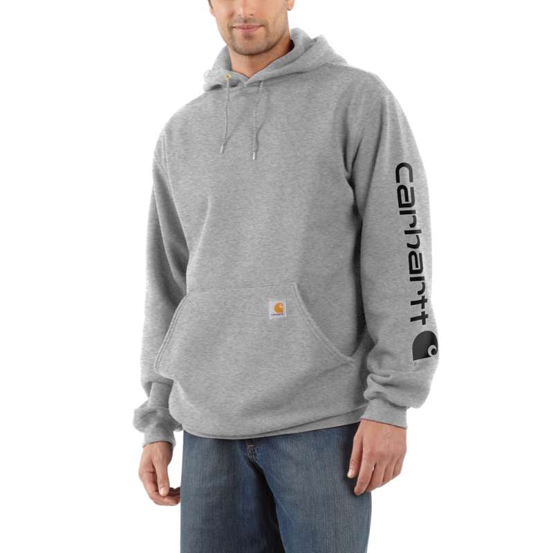 Carhartt Men's Midweight Hooded Logo Sweatshirt - GRAY BLACK E20
