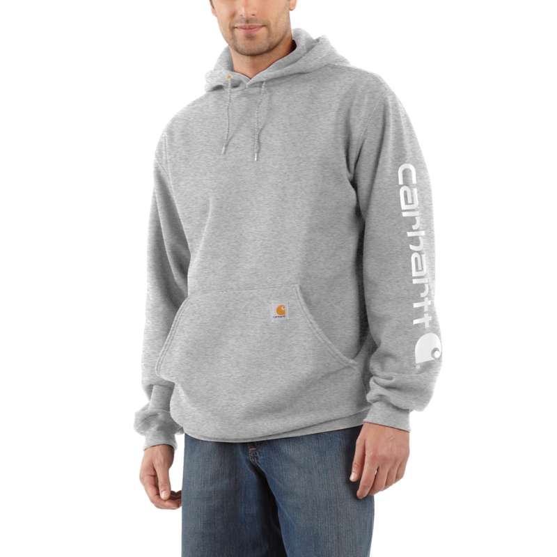 Carhartt Men's Midweight Hooded Logo Sweatshirt - GRAY HGY
