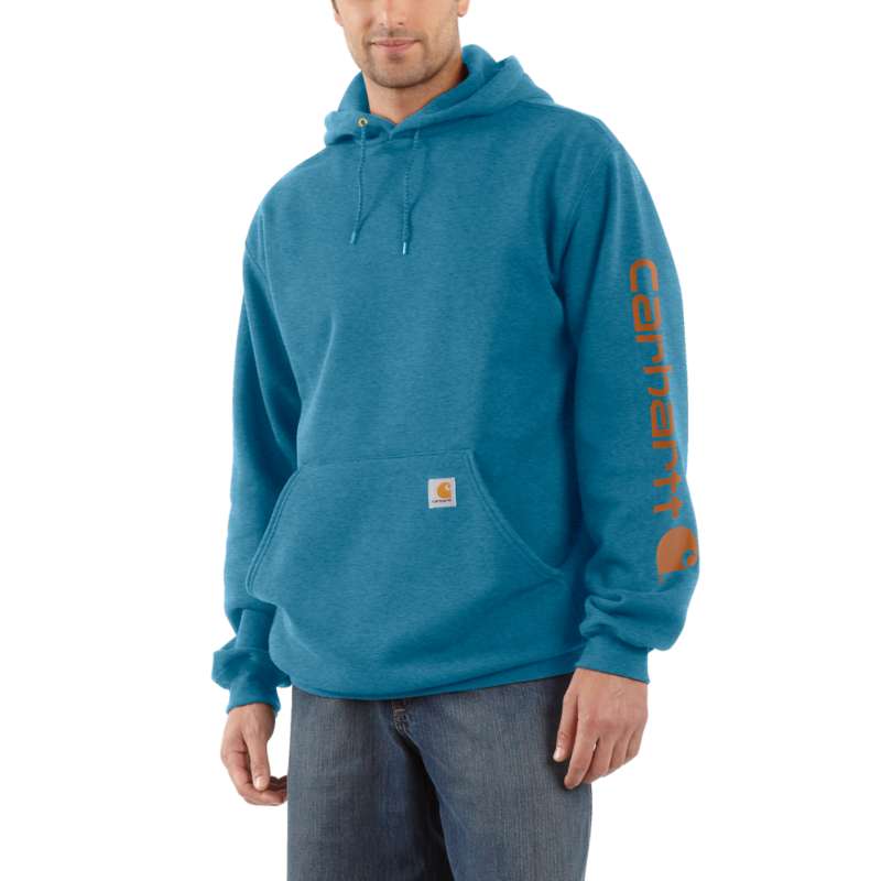 Carhartt Men's Midweight Hooded Logo Sweatshirt - OCEAN BLUE I37