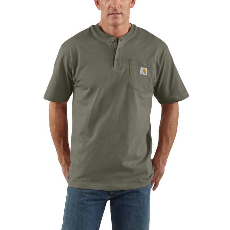 Carhartt Men's Workwear Pocket Short-Sleeve Henley - DUSTY OLIVE DOV