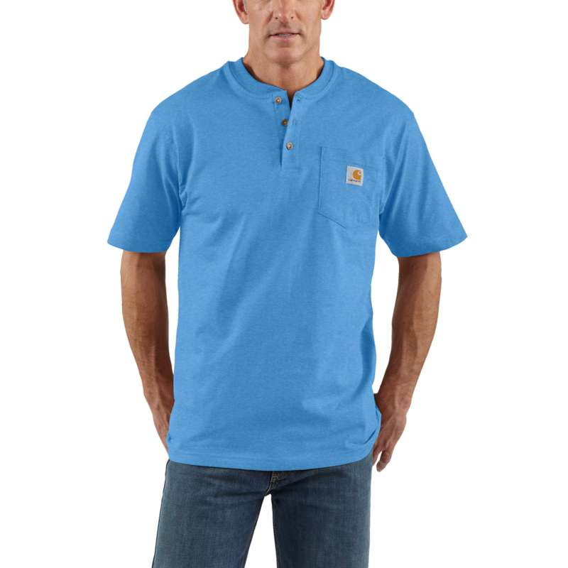 Carhartt Men's Workwear Pocket Short-Sleeve Henley - BLUE LAGOON H54