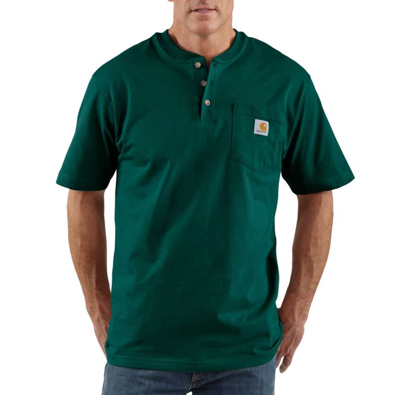 Carhartt Men's Workwear Pocket Short-Sleeve Henley - GREEN HTG