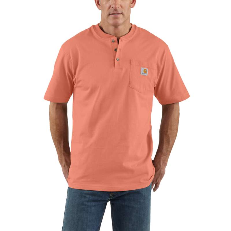 Carhartt Men's Workwear Pocket Short-Sleeve Henley - TERRACOTTA Q53