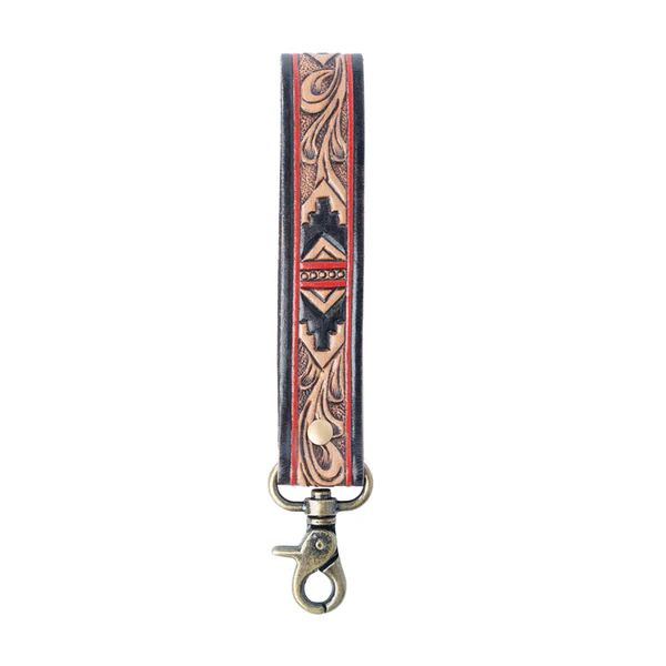 Myra Spirit Stone Handtooled Leather Keyfob