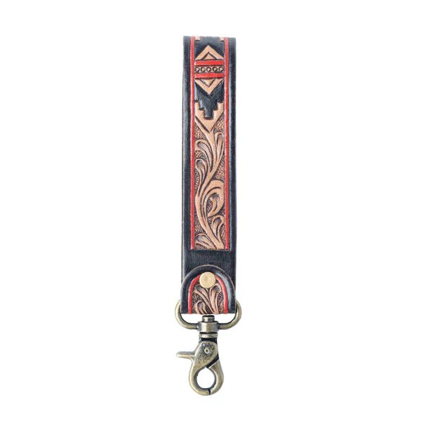 Myra Spirit Stone Handtooled Leather Keyfob