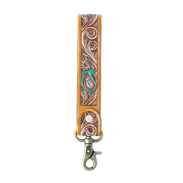 Myra Spirit Stone Handtooled Leather Keyfob
