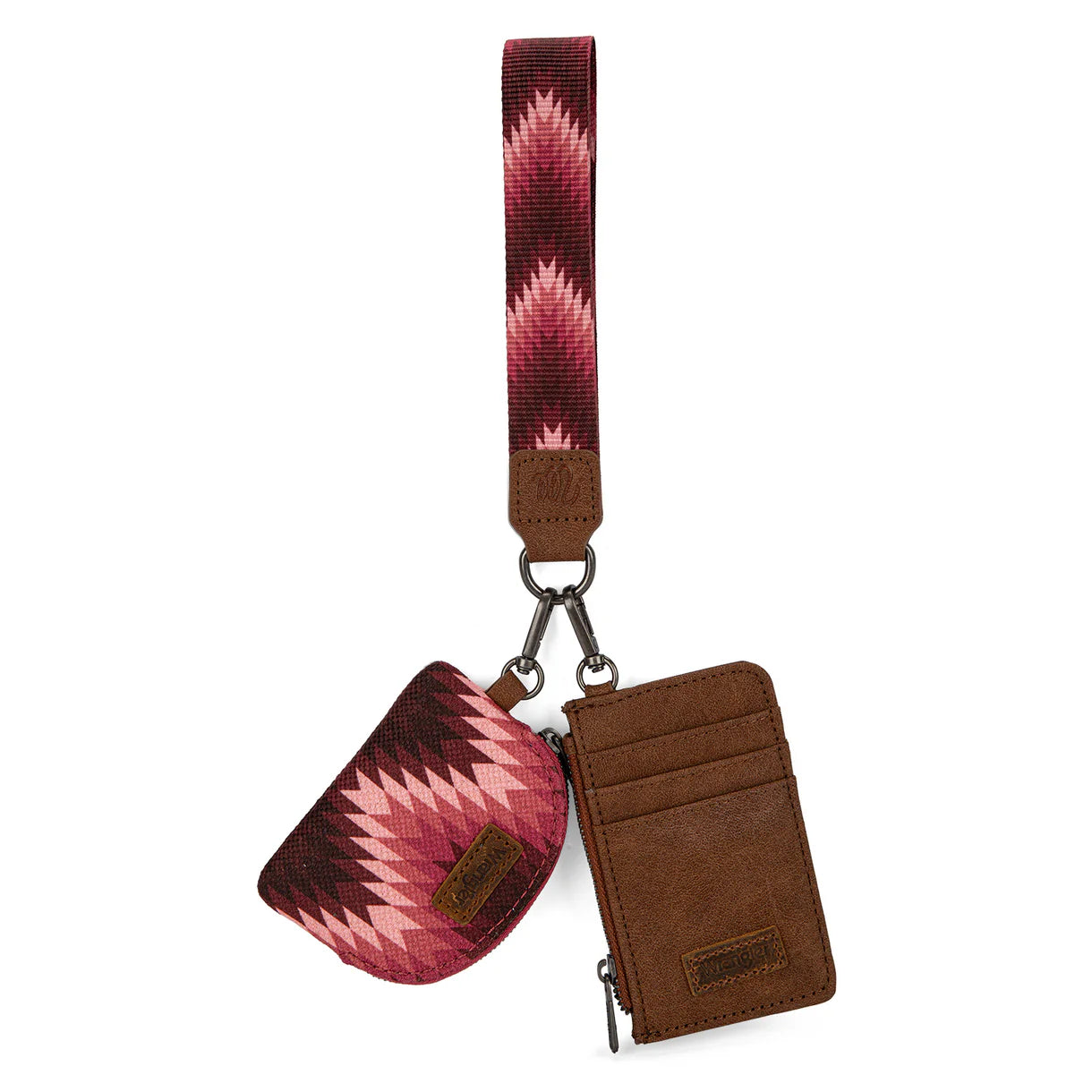 Wrangler Southwestern Art Print Dual Pouch Wristlet Dark Pink