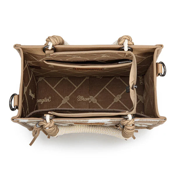 Wrangler Cow Print Tote/Crossbody - Khaki