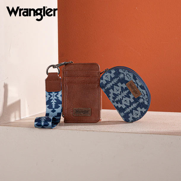 Wrangler Southwestern Art Print Dual Pouch Wristlet - Jean
