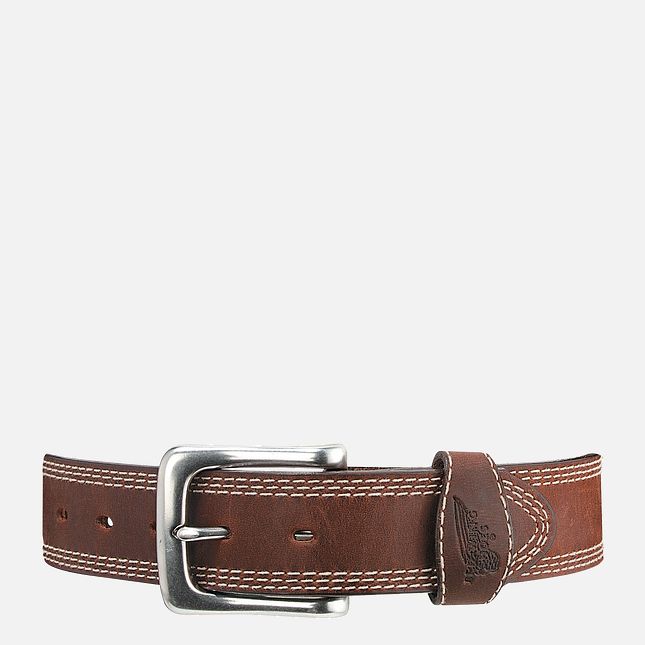 Red Wing Men's Triple Stitch Leather Belt Brown