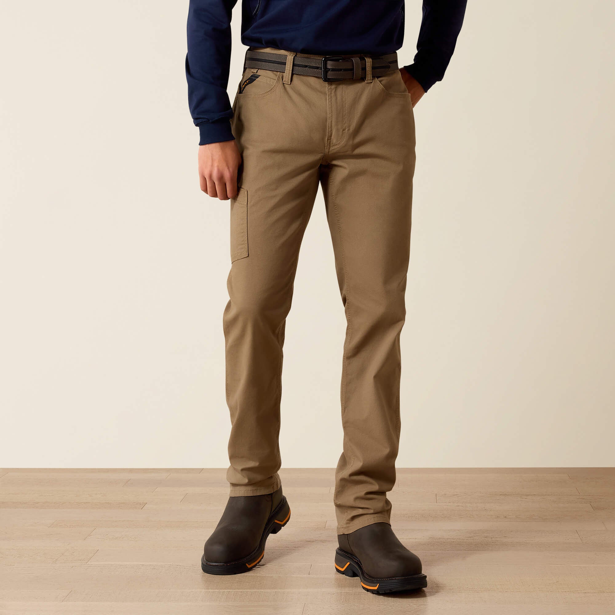 Ariat Men's Rebar M4 Low Rise DuraStretch Made Tough Stackable Straight Leg Pant - FIELD KHAKI