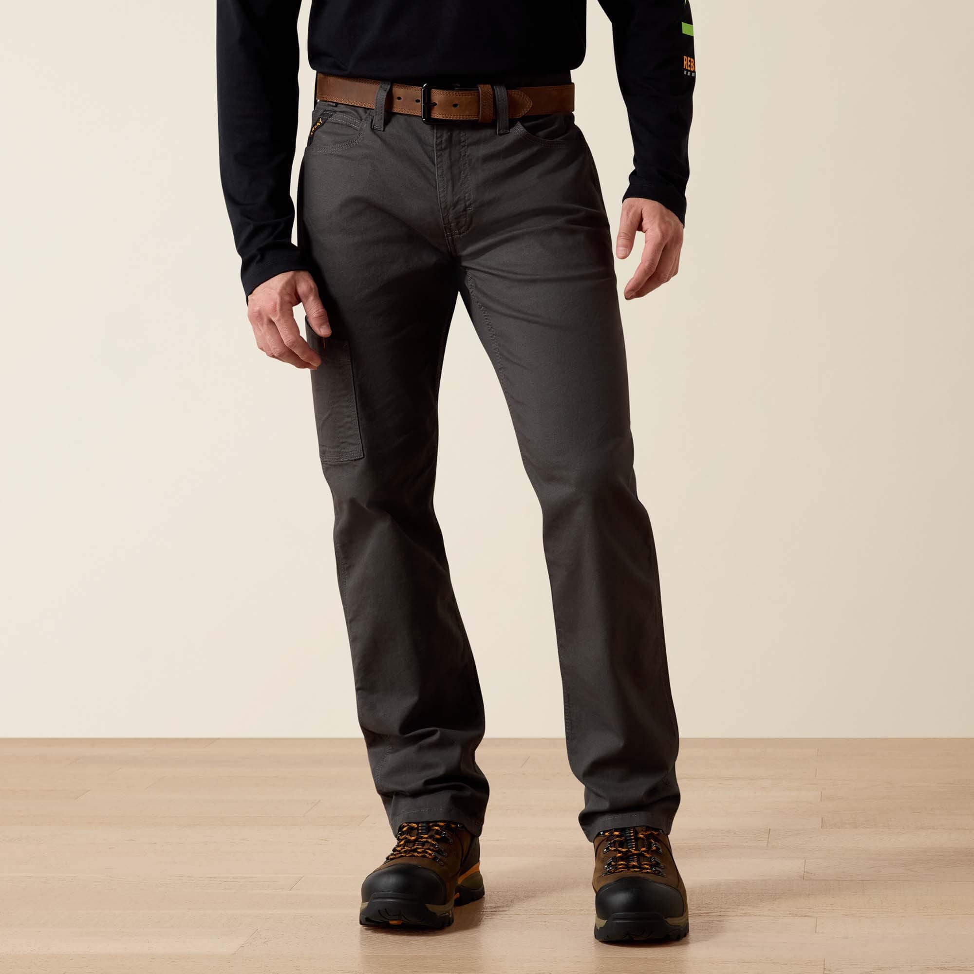 Ariat Men's Rebar M4 Low Rise DuraStretch Made Tough Stackable Straight Leg Pant - REBAR GRAY