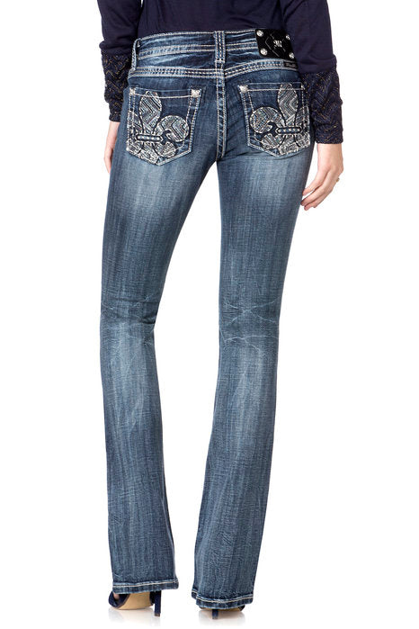 Women's Chevron Fleur De Lis Party Mid Rise Boot Cut