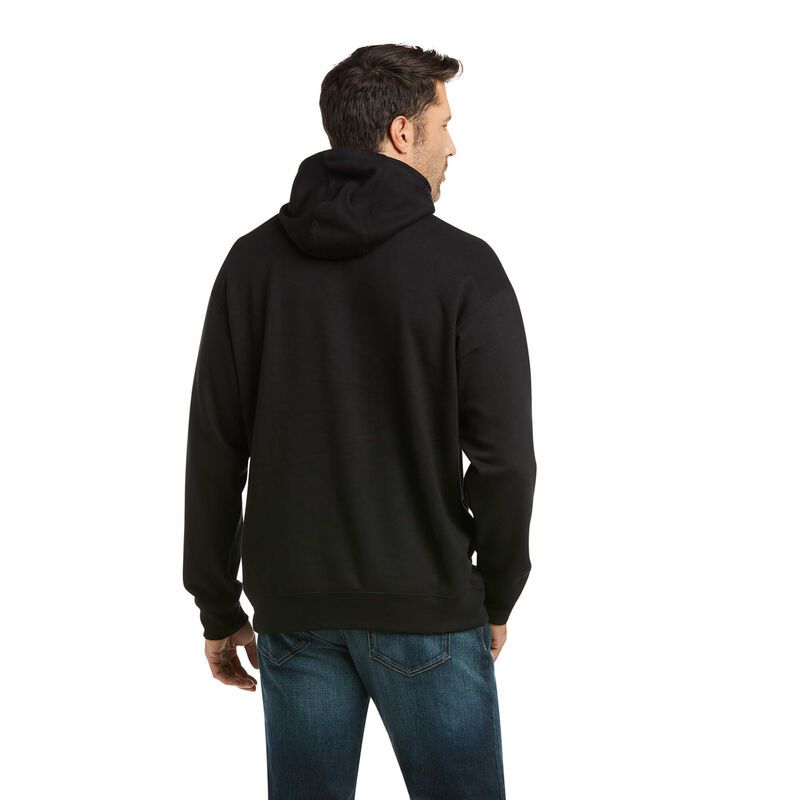 Ariat Men's Basic Hoodie Sweatshirt Black Seam to Seam Flag